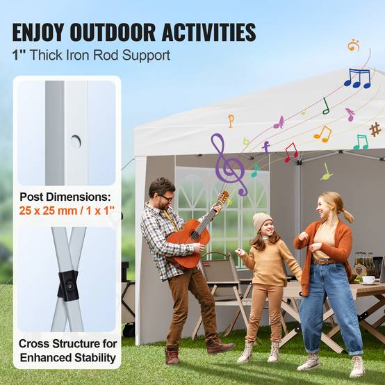 VEVOR Tonnelle pop-up 2.95x2.95 m, portable, parois latérales, abri solaire jardin/événements, blanc. - Image 4