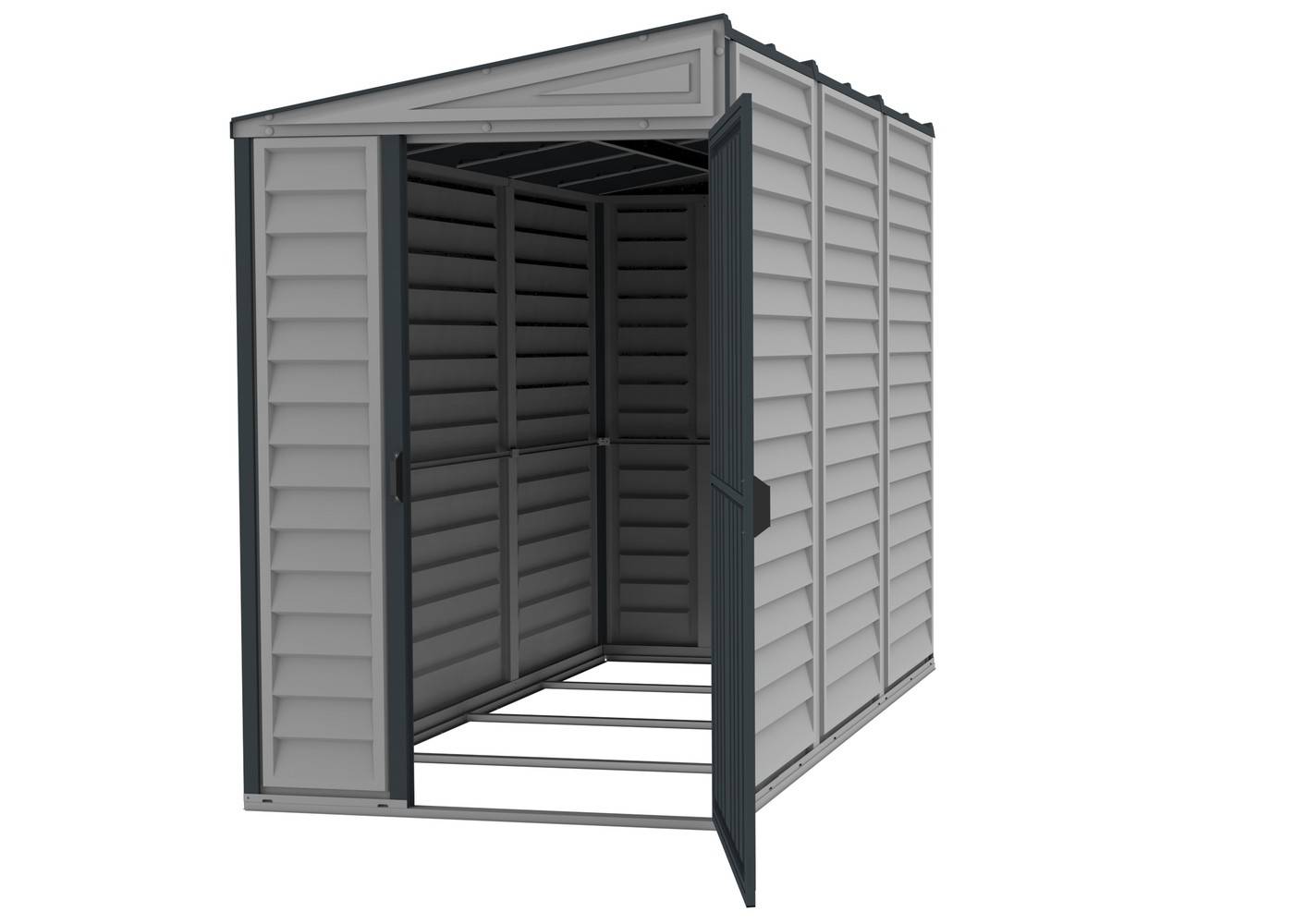 Duramax - Abri de Jardin PVC Adossable  4X8 - gris anthracite Duramax - Image 1