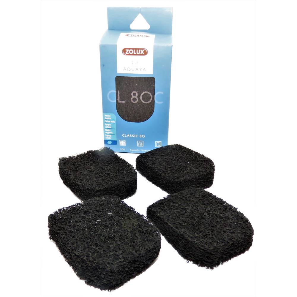 Zolux - Filtre pour pompe classic 80, filtre CL80 C mousse charbon x 4 pour aquarium. - Image 1