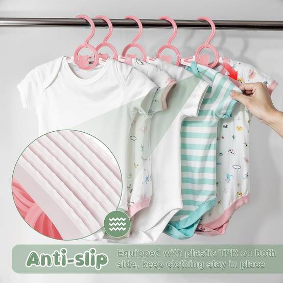 Étendoir à linge-Lot de 20 cintres bébé extensibles – 27,9 à 35,6 cm – Rose– Antidérapants – Gain de place – Living123 - Image 4