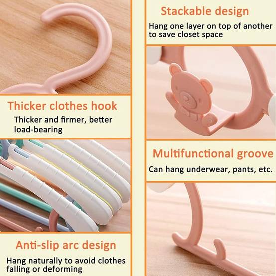 Étendoir à linge-Lot de 20 cintres bébé extensibles – 27,9 à 35,6 cm – Rose– Antidérapants – Gain de place – Living123 - Image 6