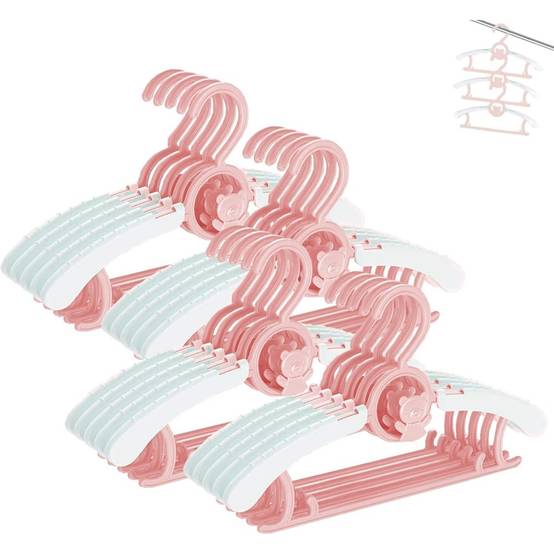 Étendoir à linge-Lot de 20 cintres bébé extensibles – 27,9 à 35,6 cm – Rose– Antidérapants – Gain de place – Living123 - Image 1