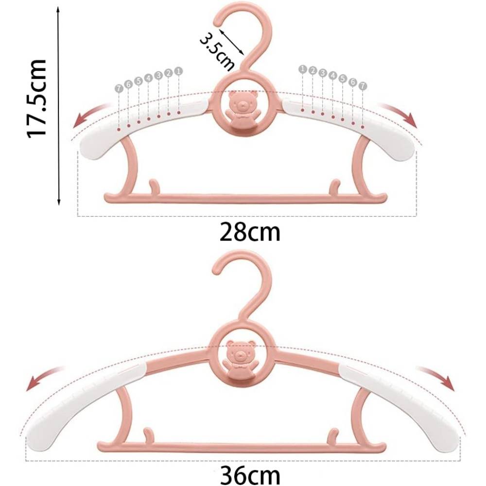 Étendoir à linge-Lot de 20 cintres bébé extensibles – 27,9 à 35,6 cm – Rose– Antidérapants – Gain de place – Living123 - Image 2