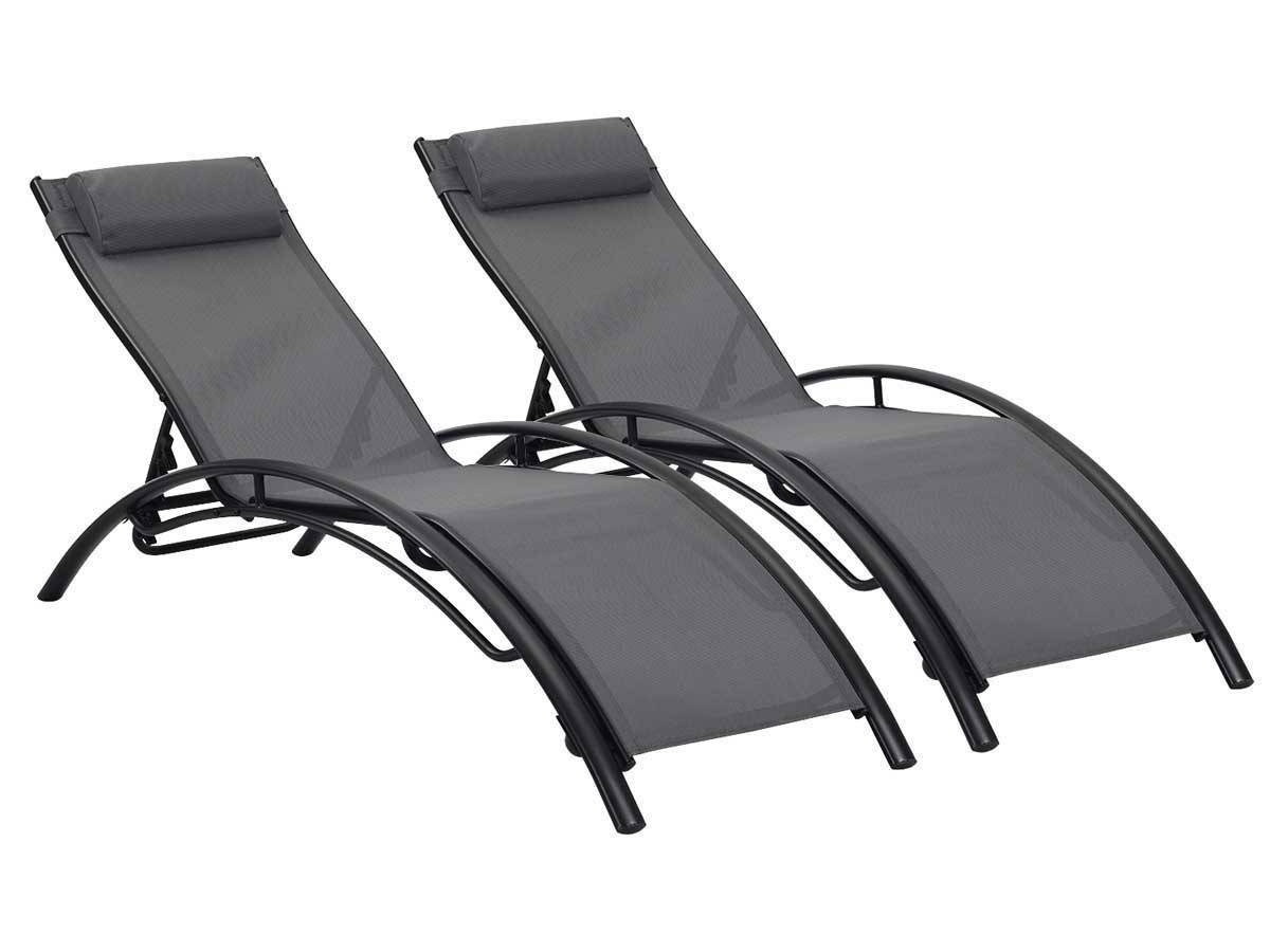 Habitat Et Jardin - Bain De Soleil En Aluminium "beauty" - Phoenix - Gris Foncé / Noir - Lot De 2 -habitat Et Jardin - Imagen 1