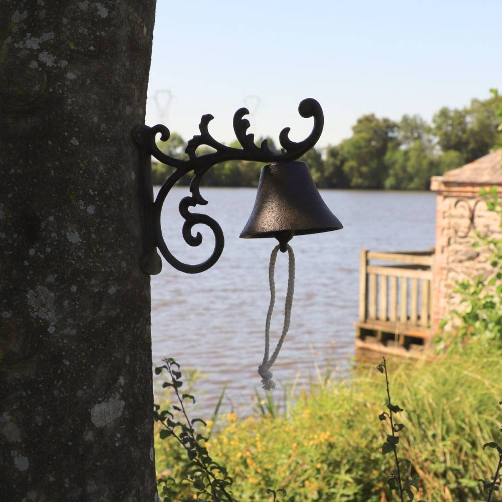 Cloche de jardin de porte ancienne fonte marron 20 x 17 cm Chemin de campagne - Imagen 2