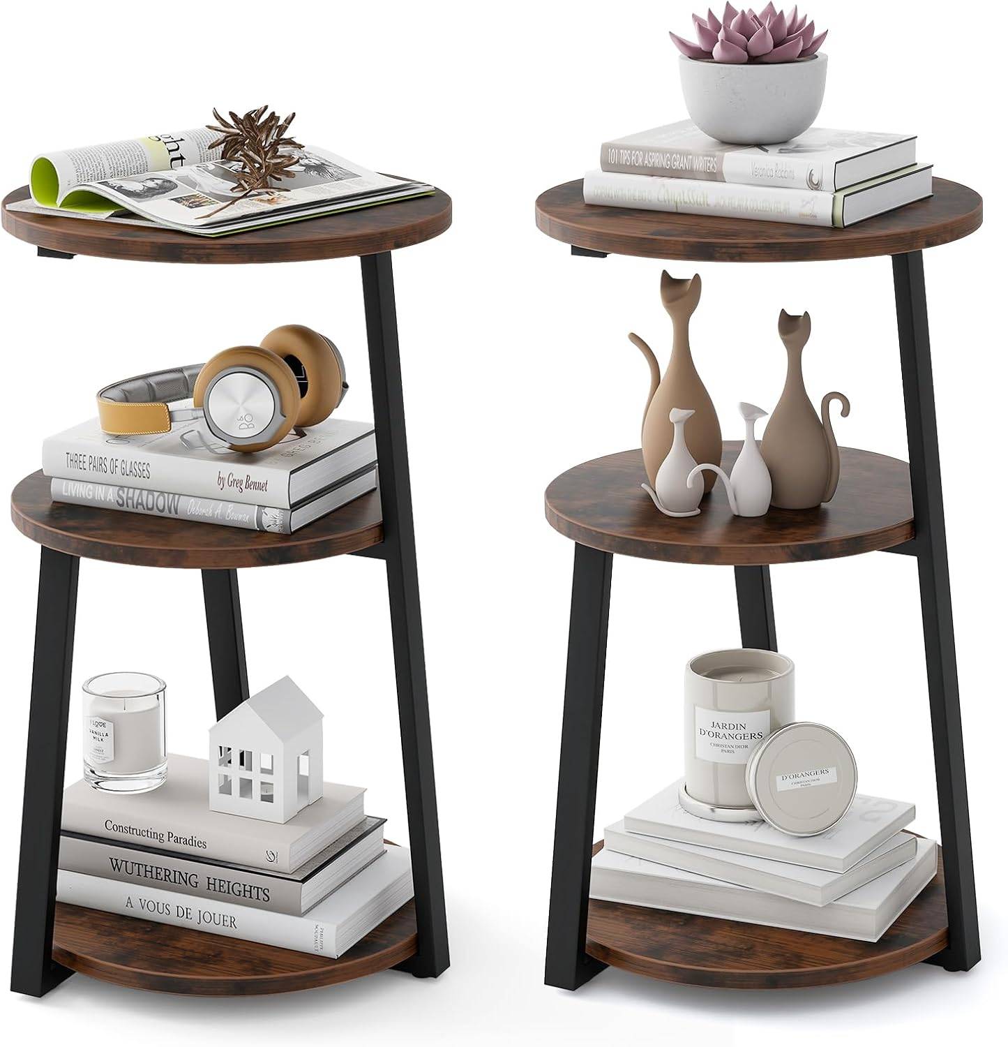 Table d'appoint ronde avec plateaux en Verre trempé transparent et Structure en Métal chromé et 3S. x Home | 3 SUISSES