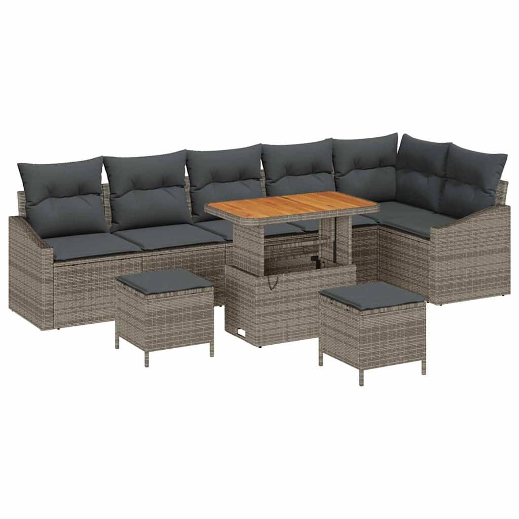 Salon de jardin 8 places Poly rotin Modulaire avec Ottoman pour Jardin Gris – ComfortXL Outdoor Living - Image 2