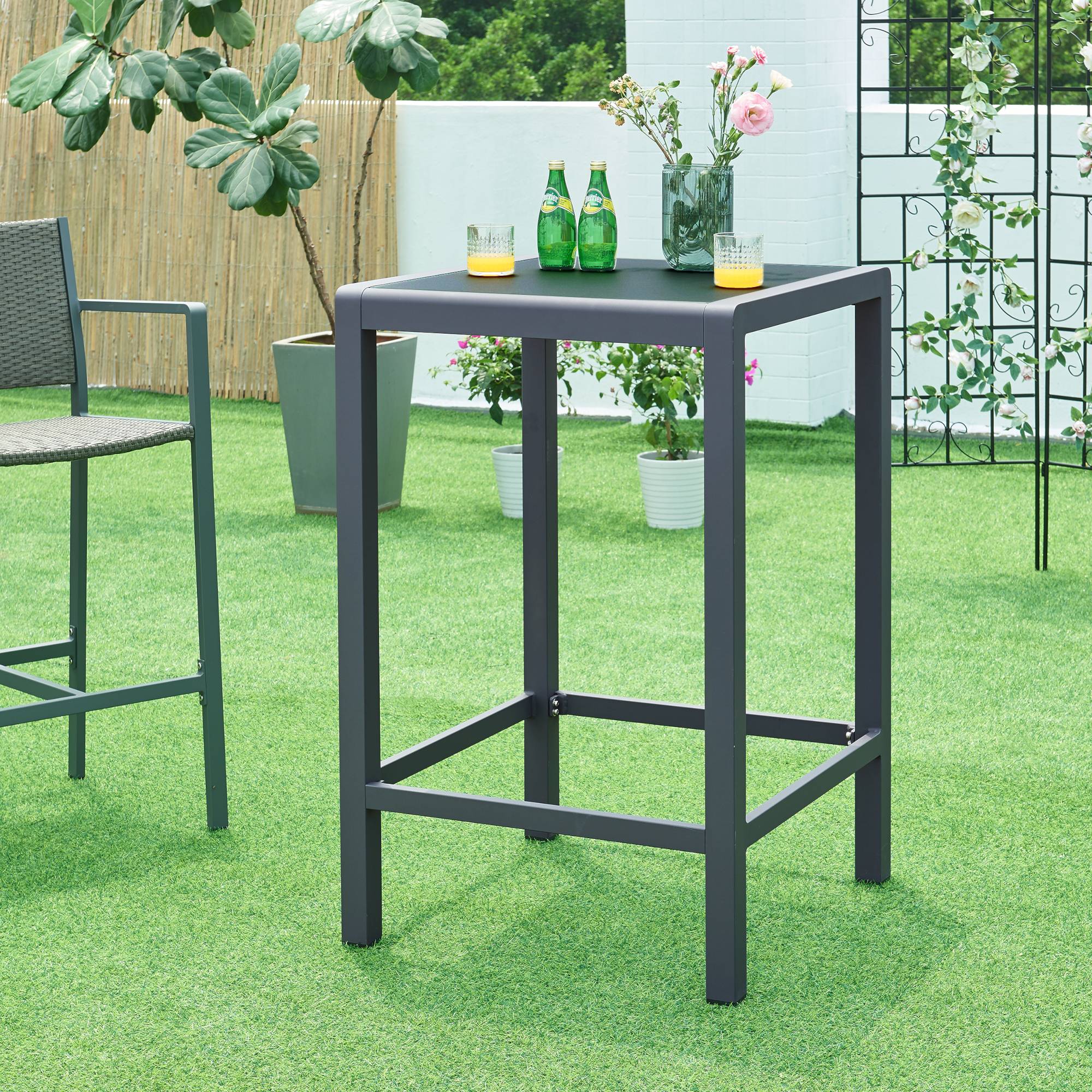 Casa.Pro - Table haute de jardin Avise verre trempé 108 x 70 x 70 cm anthracite casa.pro - Imagen 2