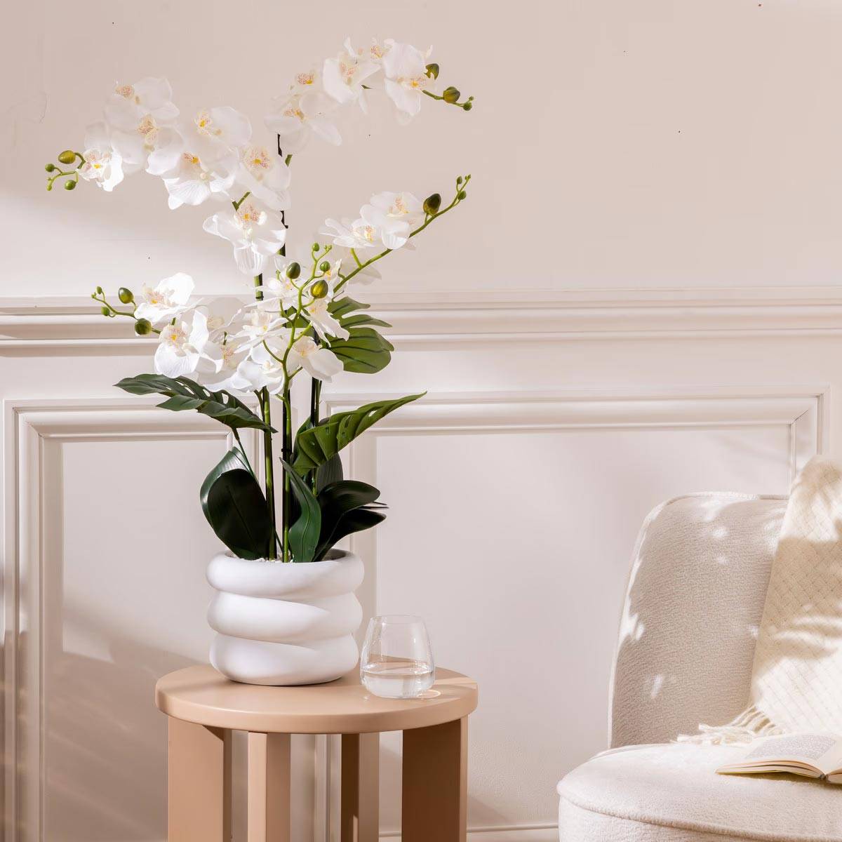 Orchidée Artificielle en Pot "Mick" 80cm Blanc - Image 5