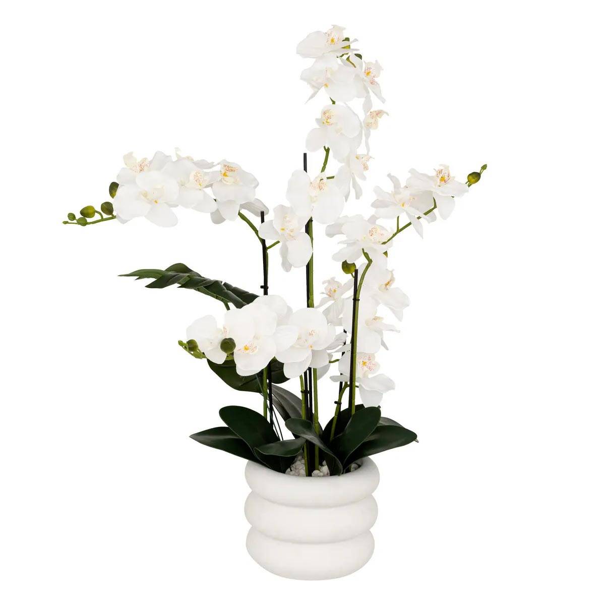 Orchidée Artificielle en Pot "Mick" 80cm Blanc - Image 1
