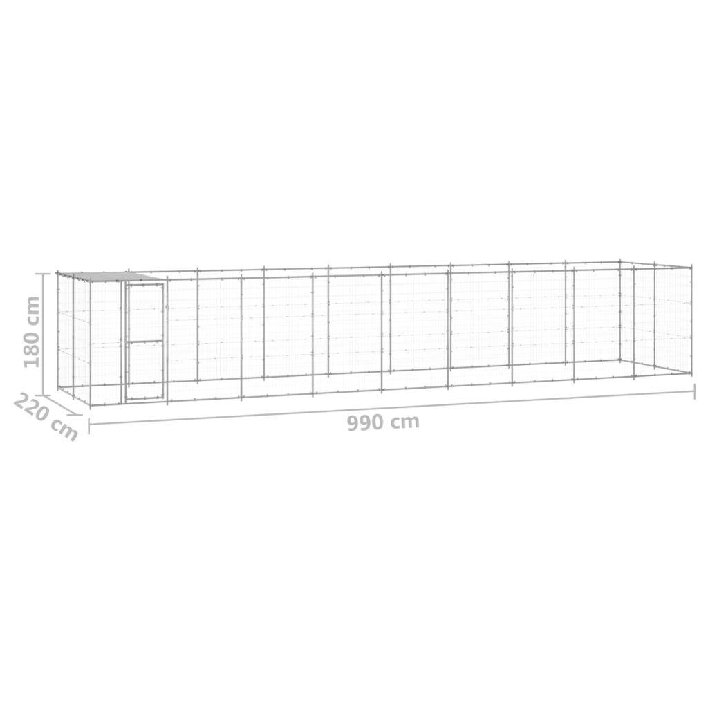 Helloshop26 - Chenil extérieur cage enclos parc animaux chien extérieur acier galvanisé avec toit 21,78 m² - Imagen 2