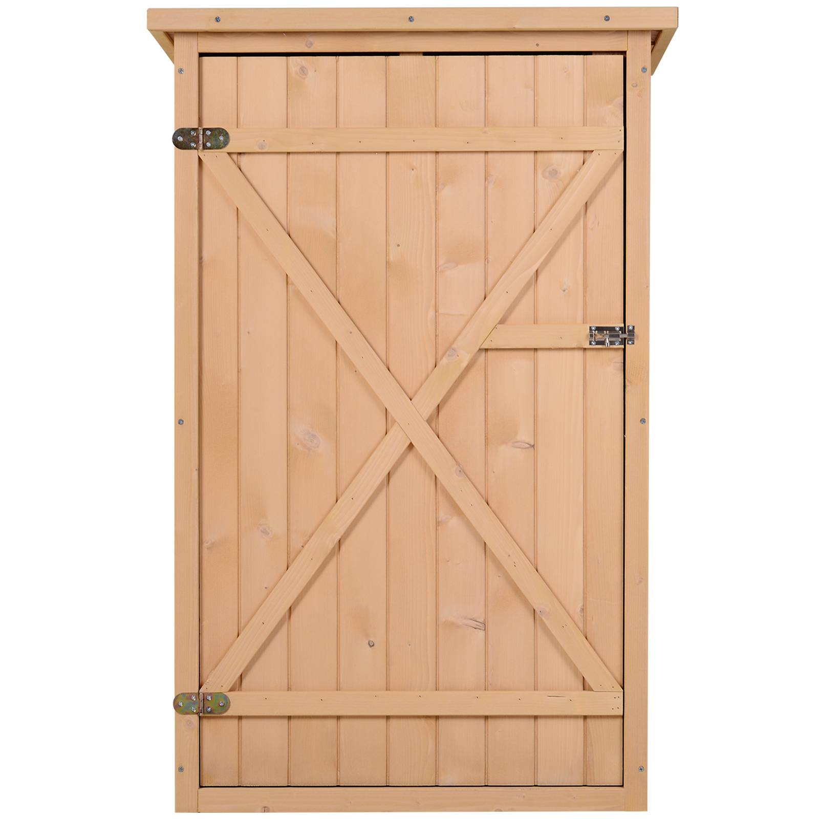 Armoire abri de Jardin Remise pour Outils Bois de Sapin pré-huilé Toit bitumé incliné - Grande Porte - Image 9
