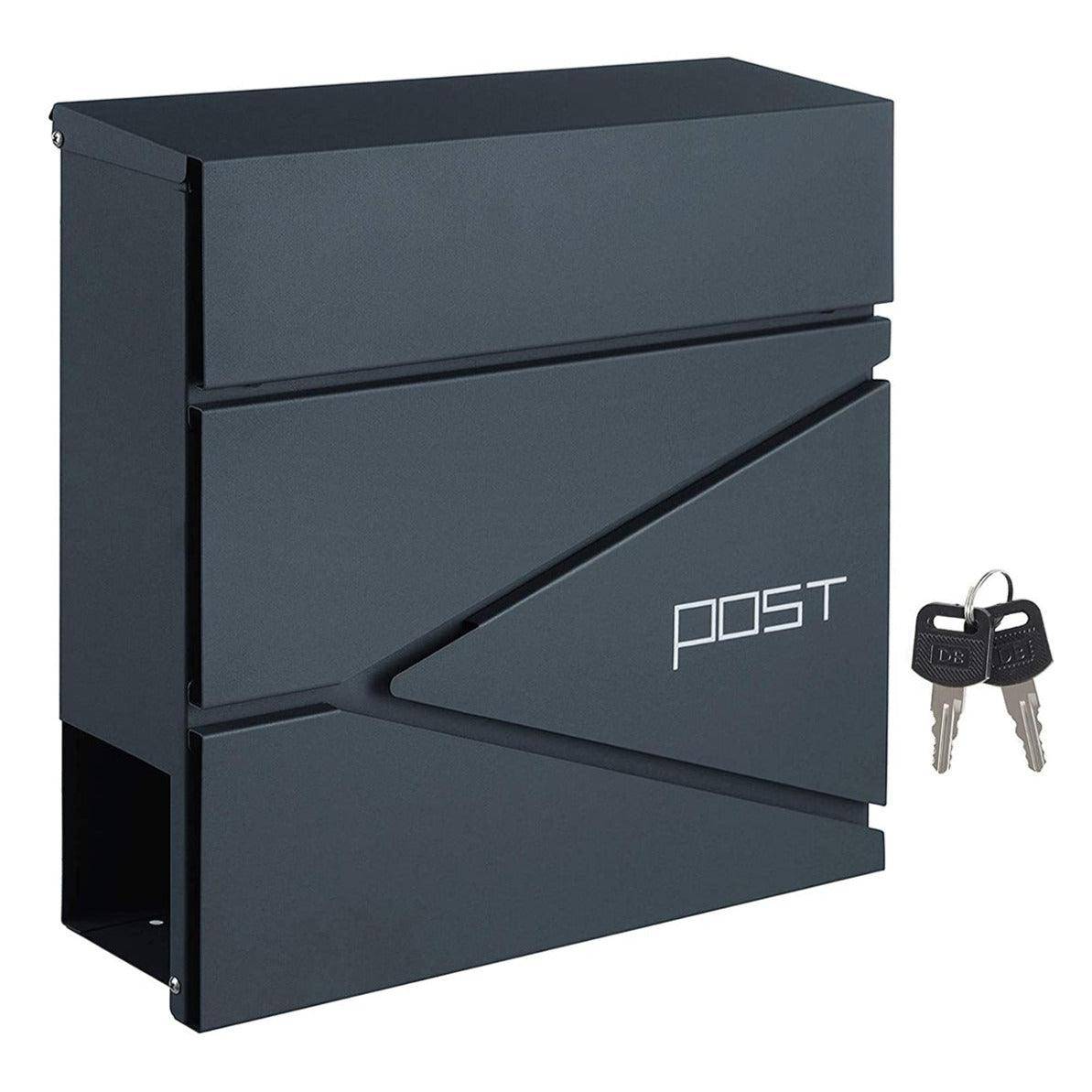 Helloshop26 - Boîte aux lettres murale avec porte-journaux clés facile à installer design moderne 37 cm gris anthracite - Imagen 1