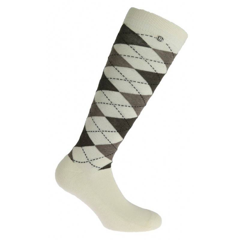 Chaussettes Equithème Argyle - Taille 42/45 - Ecru/Taupe