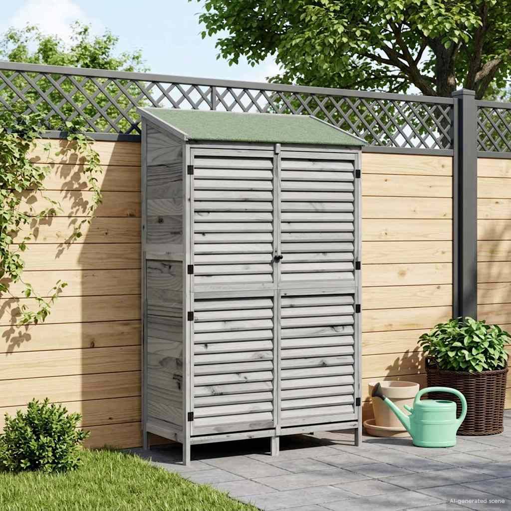 Vidaxl - Abri de jardin Gris 106 x 56 x 176,5 cm Bois de Sapin Massif vidaXL 42033466 - Image 4