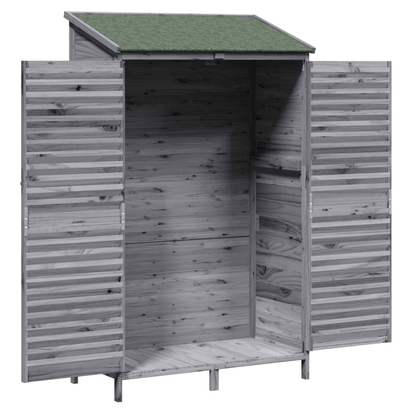 Vidaxl - Abri de jardin Gris 106 x 56 x 176,5 cm Bois de Sapin Massif vidaXL 42033466 - Image 5