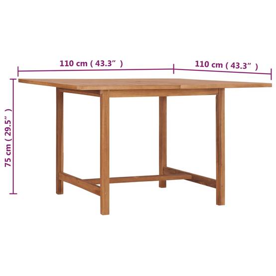 Table de Jardin Carrée 110x110cm en Teck Massif avec Trou pour Parasol, Finition Naturelle – ComfortXL Outdoor Living - Image 7