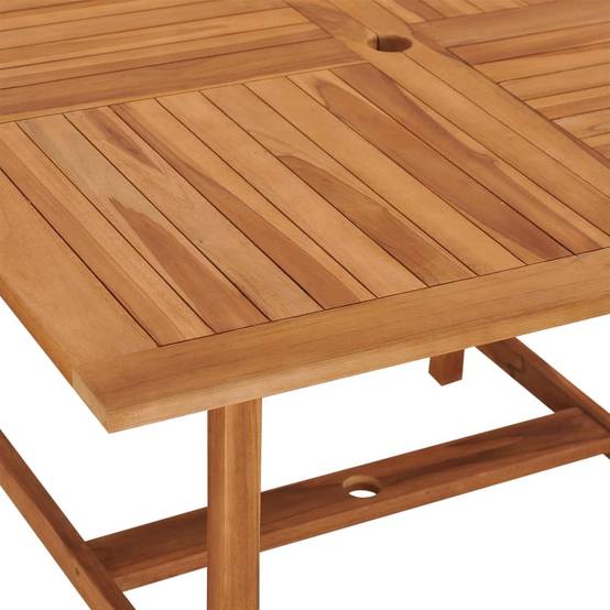 Table de Jardin Carrée 110x110cm en Teck Massif avec Trou pour Parasol, Finition Naturelle – ComfortXL Outdoor Living - Image 5