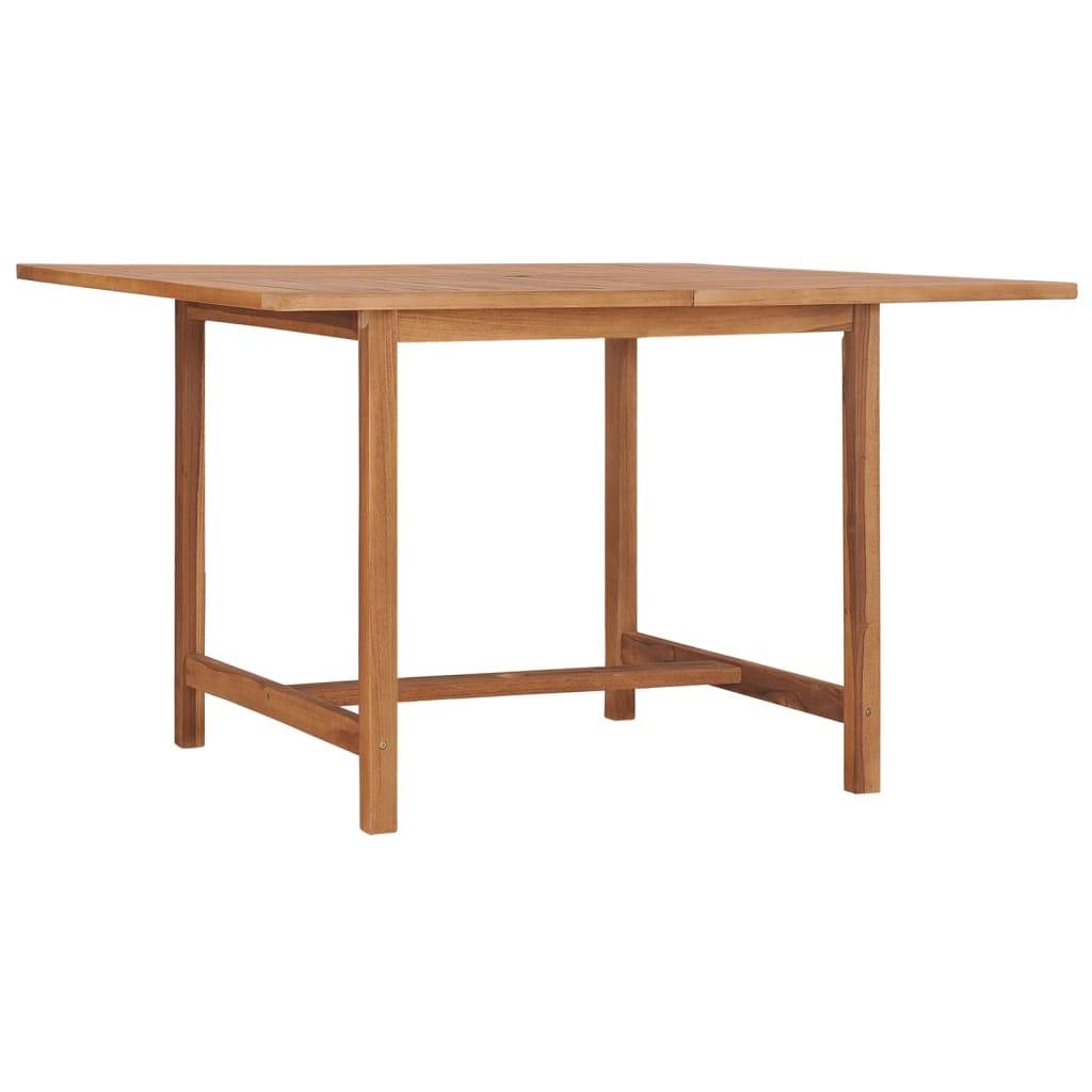 Table de Jardin Carrée 110x110cm en Teck Massif avec Trou pour Parasol, Finition Naturelle – ComfortXL Outdoor Living - Image 1