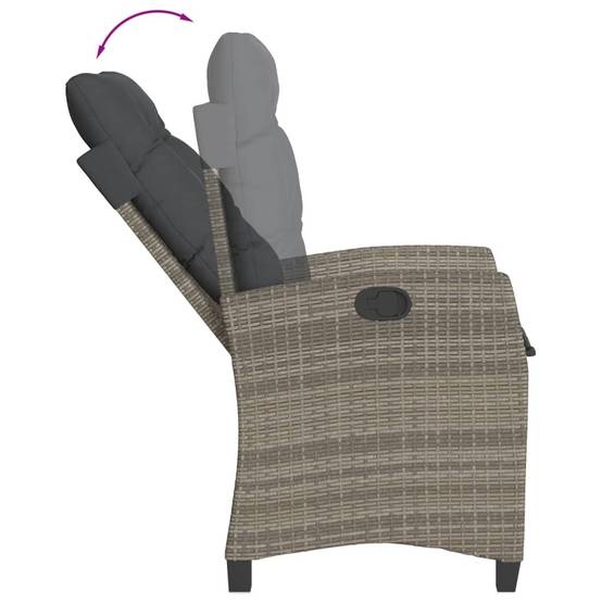 Salon de Jardin 2 Personnes Gris, Fauteuils à Dossier Réglable et Table Verre – ComfortXL Outdoor Living - Image 6