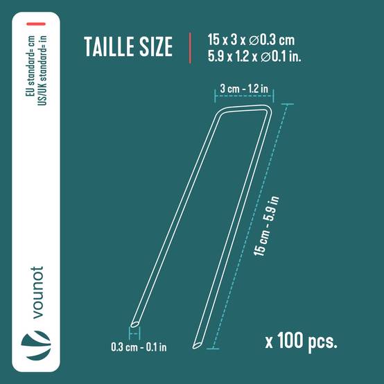 Lot De 100 Piquets Fixation Acier 2,9 Mm Longueur 150 Mm Largeur 25 Mm Lot De 100 Piquets Fixation Acier 2,9 Mm Longueur 150 Mm Largeur 25 Mm