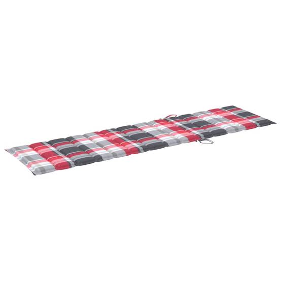 Set 2 Lits Jardin Teck Massif Coussins Carreaux Rouges – ComfortXL Outdoor Living - Image 6