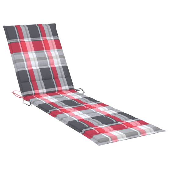Set 2 Lits Jardin Teck Massif Coussins Carreaux Rouges – ComfortXL Outdoor Living - Image 10