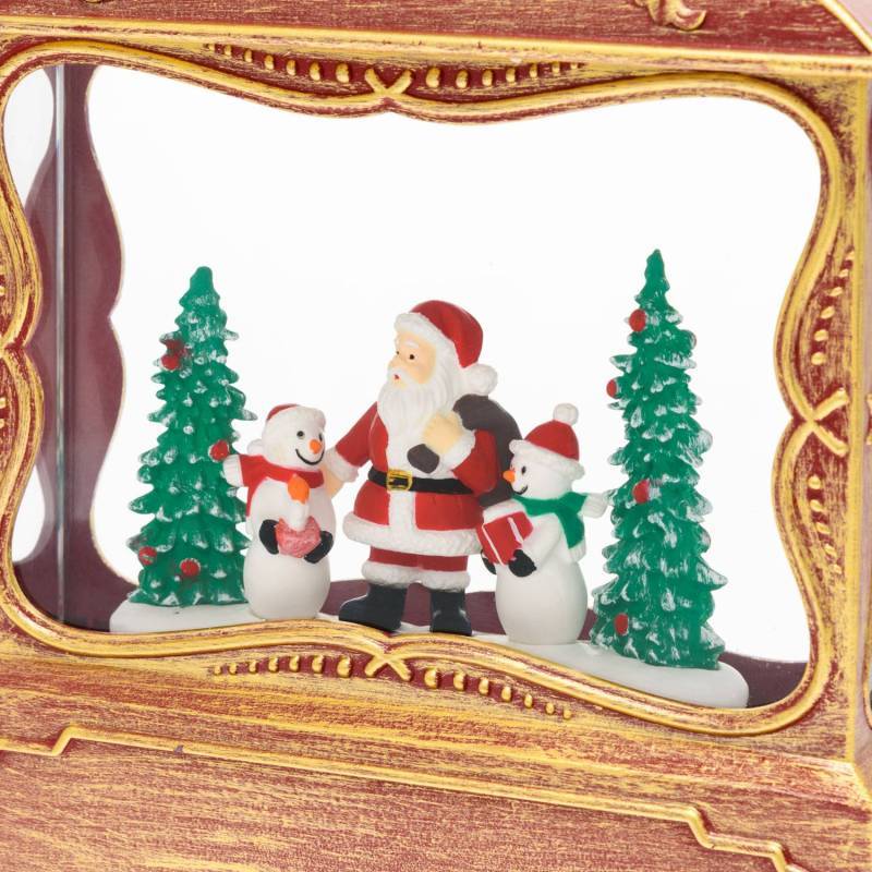 Lotti - Lanterne Plate GLITTER LED avec père noël H30cm Rouge Antique Lotti - Imagen 7