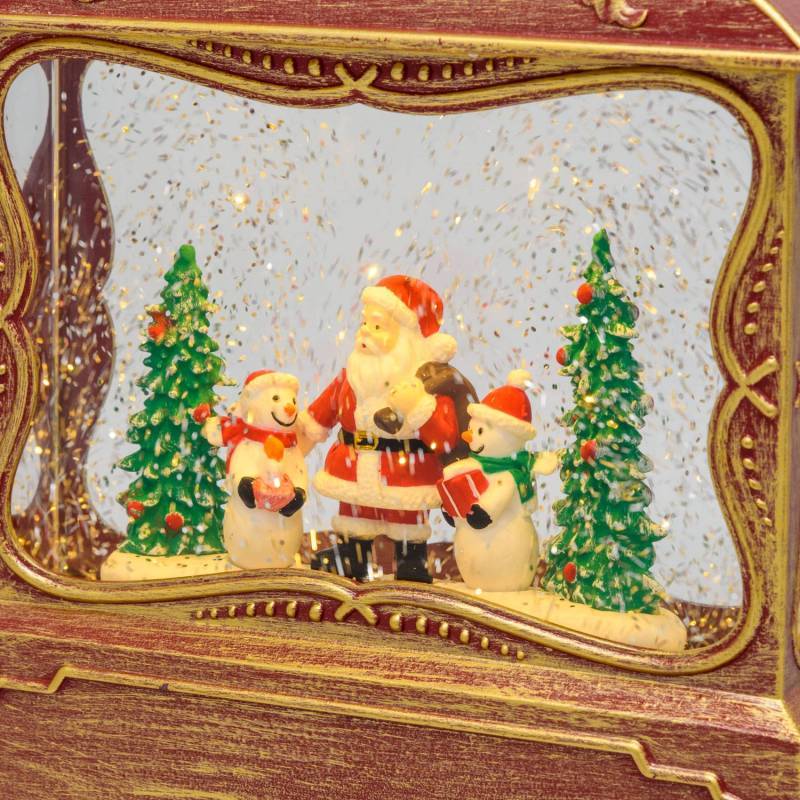 Lotti - Lanterne Plate GLITTER LED avec père noël H30cm Rouge Antique Lotti - Imagen 9
