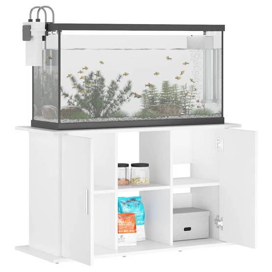 Meuble pour Aquarium Bois d'ingénierie avec Rangement Ouvert 101x41x58 cm Blanc - ComfortXL Outdoor Living - Image 4