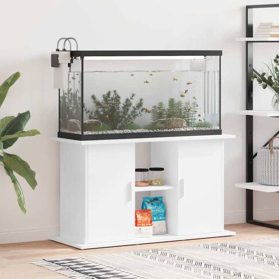 Meuble pour Aquarium Bois d'ingénierie avec Rangement Ouvert 101x41x58 cm Blanc - ComfortXL Outdoor Living - Image 1