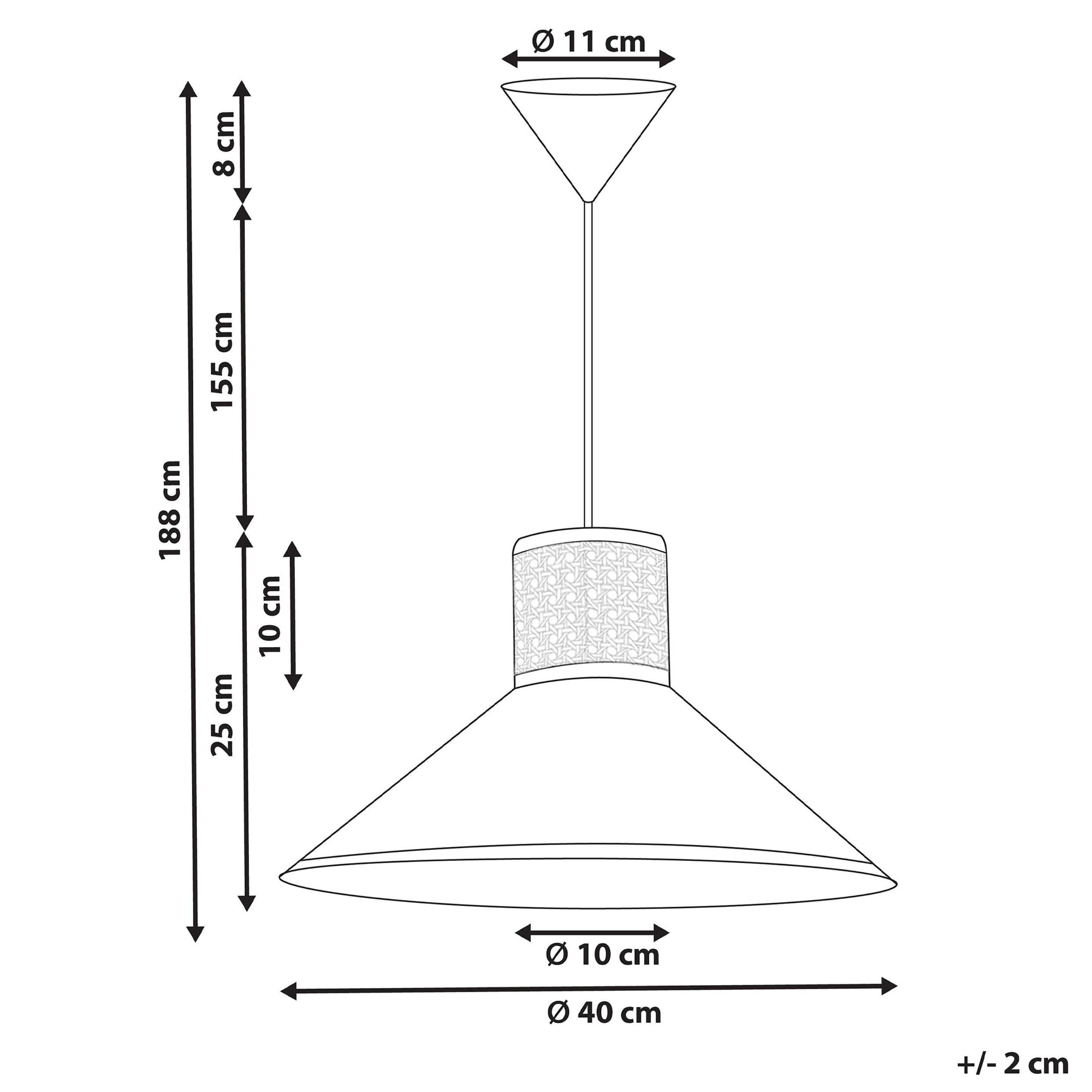 Beliani - Lampe suspension Tissu Blanc MANTUA - 40x40x188- Beliani - Image 3