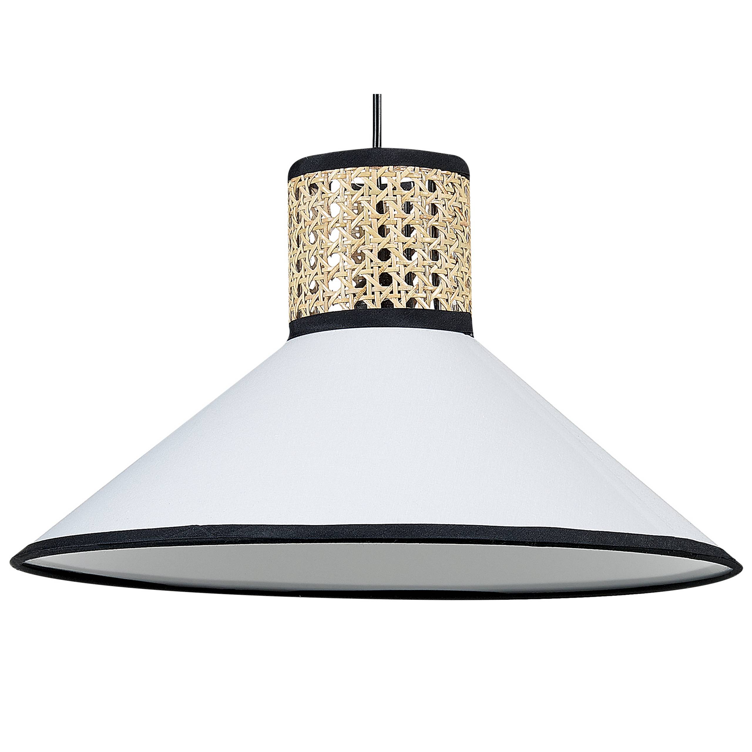 Beliani - Lampe suspension Tissu Blanc MANTUA - 40x40x188- Beliani - Image 2