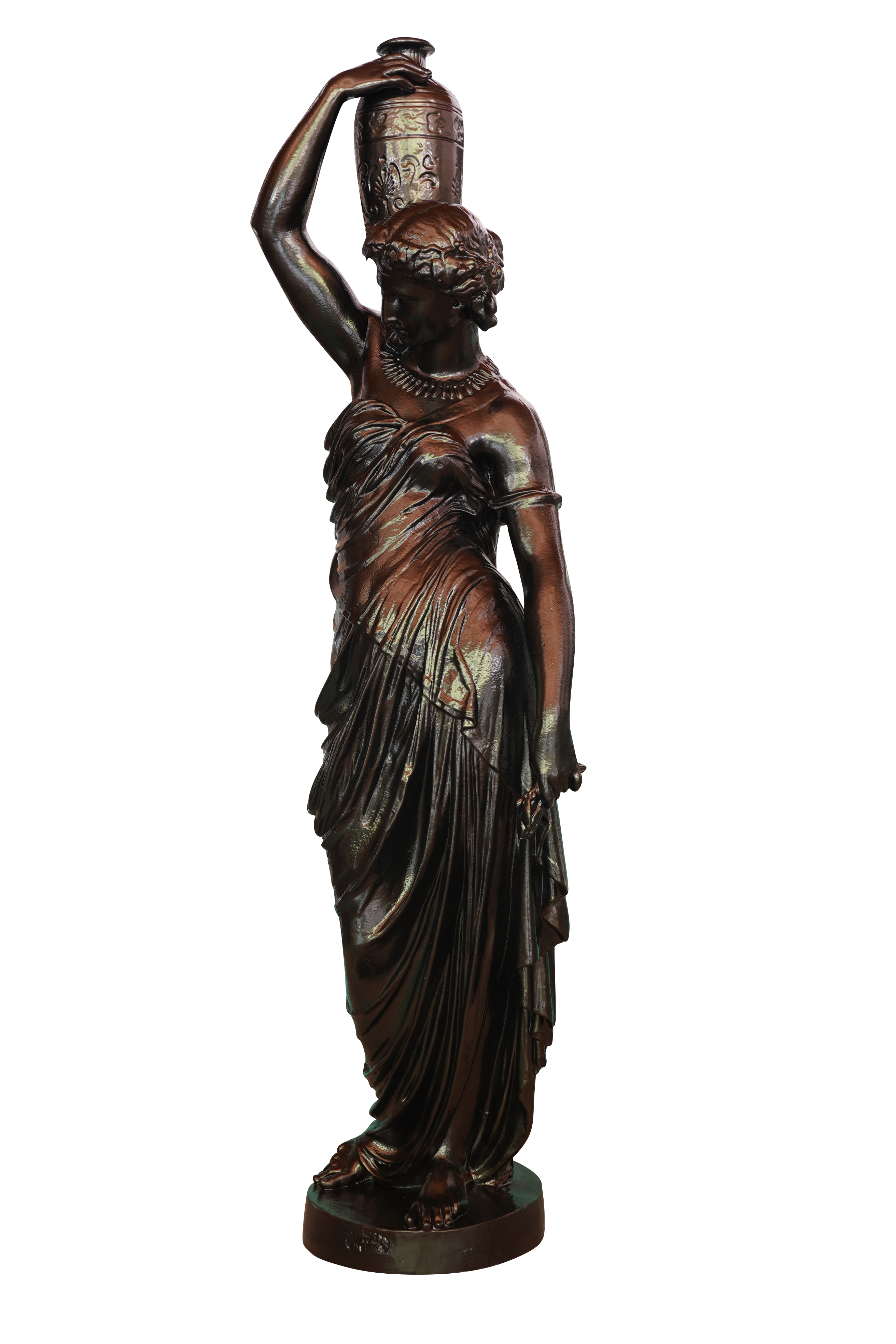Statue en fonte, déesse à l’amphore Dommartin vieux bronze - Imagen 1