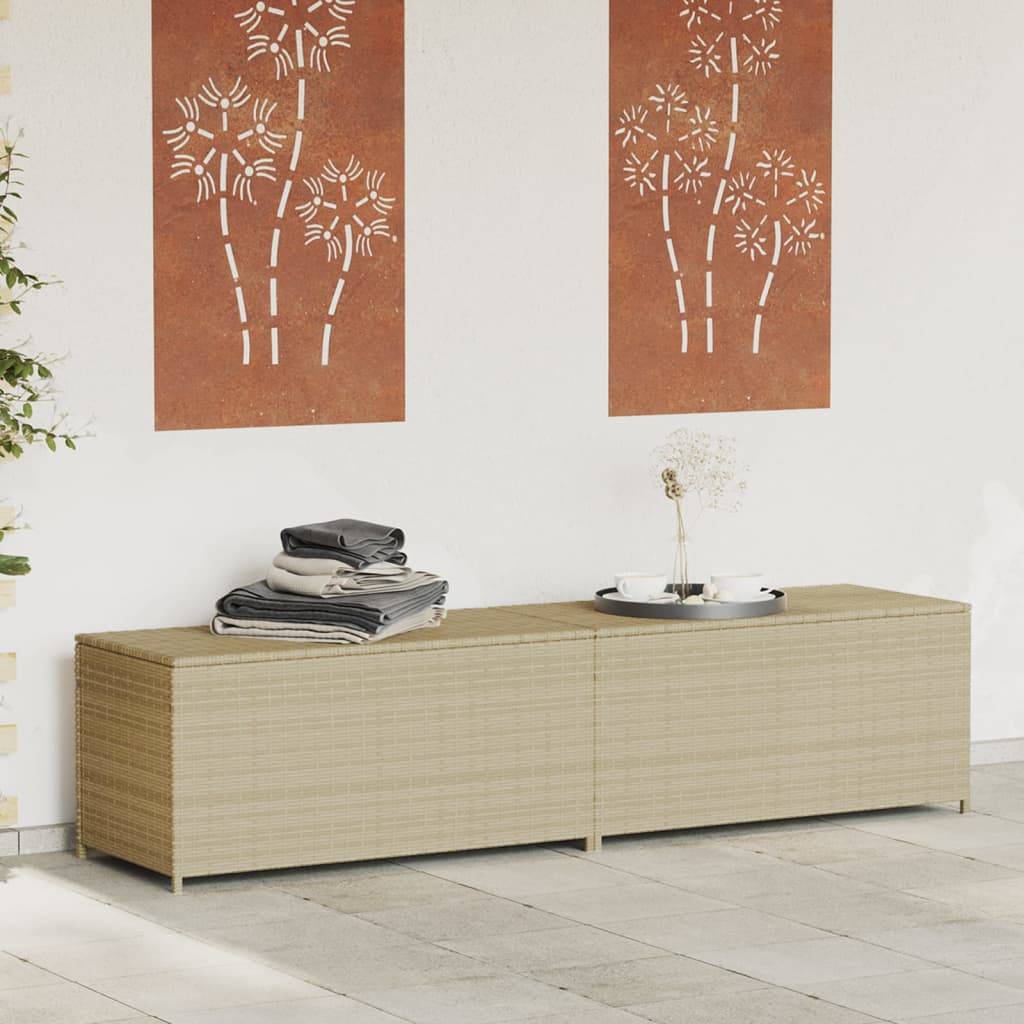 Grand Coffre de Rangement Résine Tressée Étanche pour Jardin et Balcon Beige 469L – ComfortXL Outdoor Living
