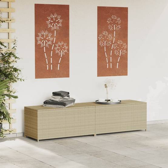 Grand Coffre de Rangement Résine Tressée Étanche pour Jardin et Balcon Beige 469L – ComfortXL Outdoor Living - Image 3