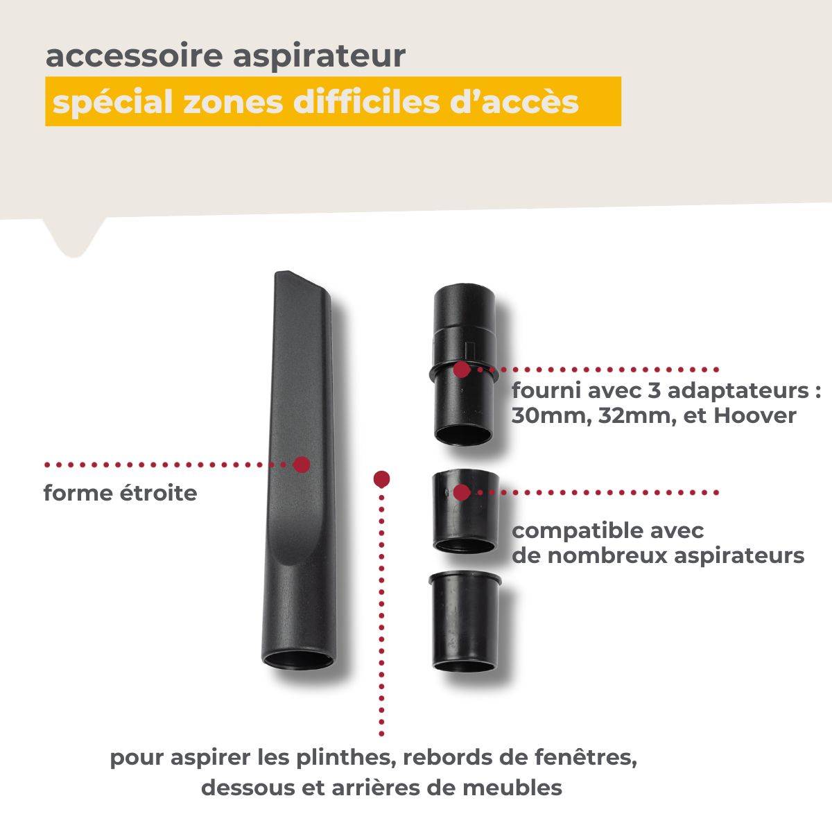 Suceur aspirateur plat pour plinthes compatible avec de nombreux aspirateurs TopFilter - Image 3