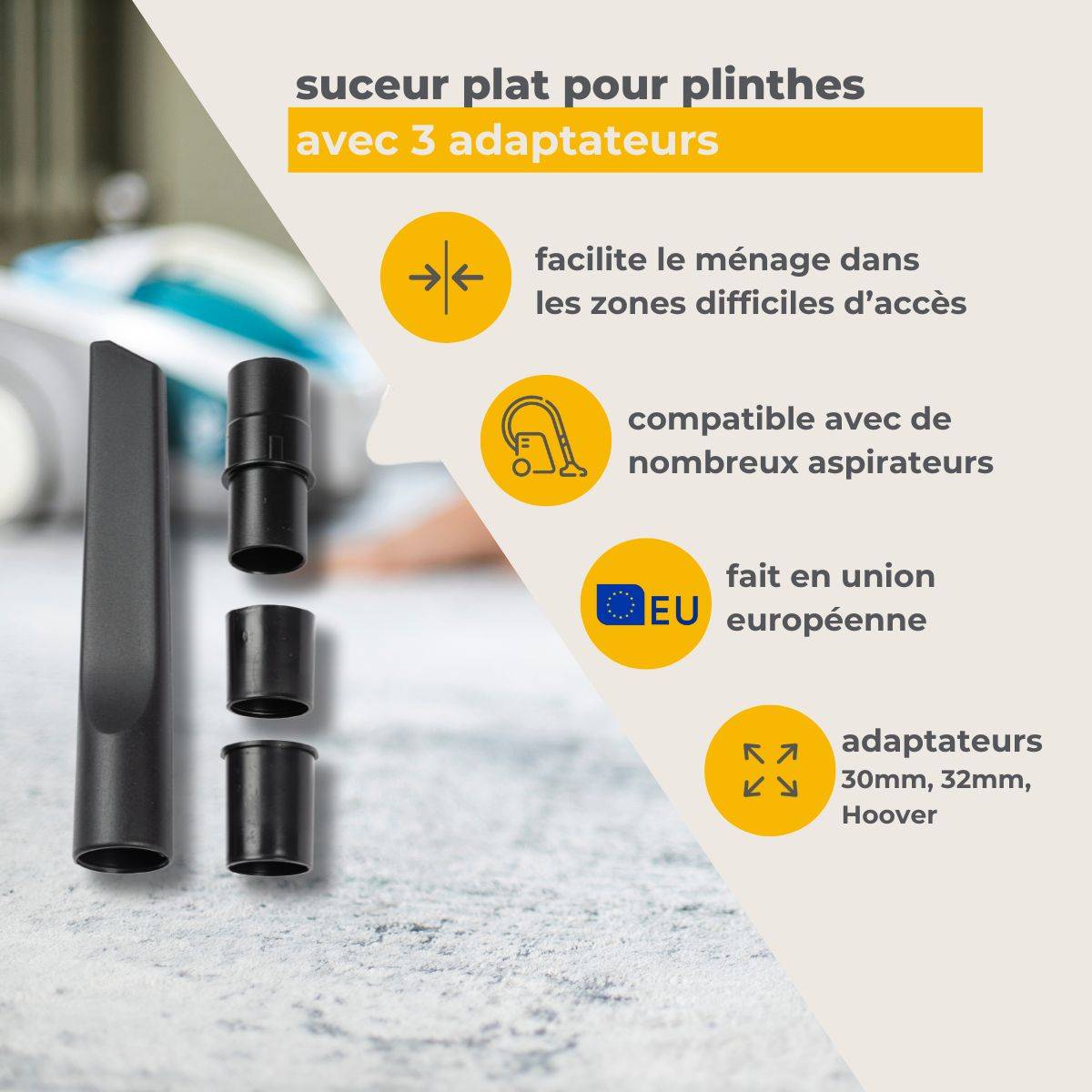 Suceur aspirateur plat pour plinthes compatible avec de nombreux aspirateurs TopFilter - Image 2