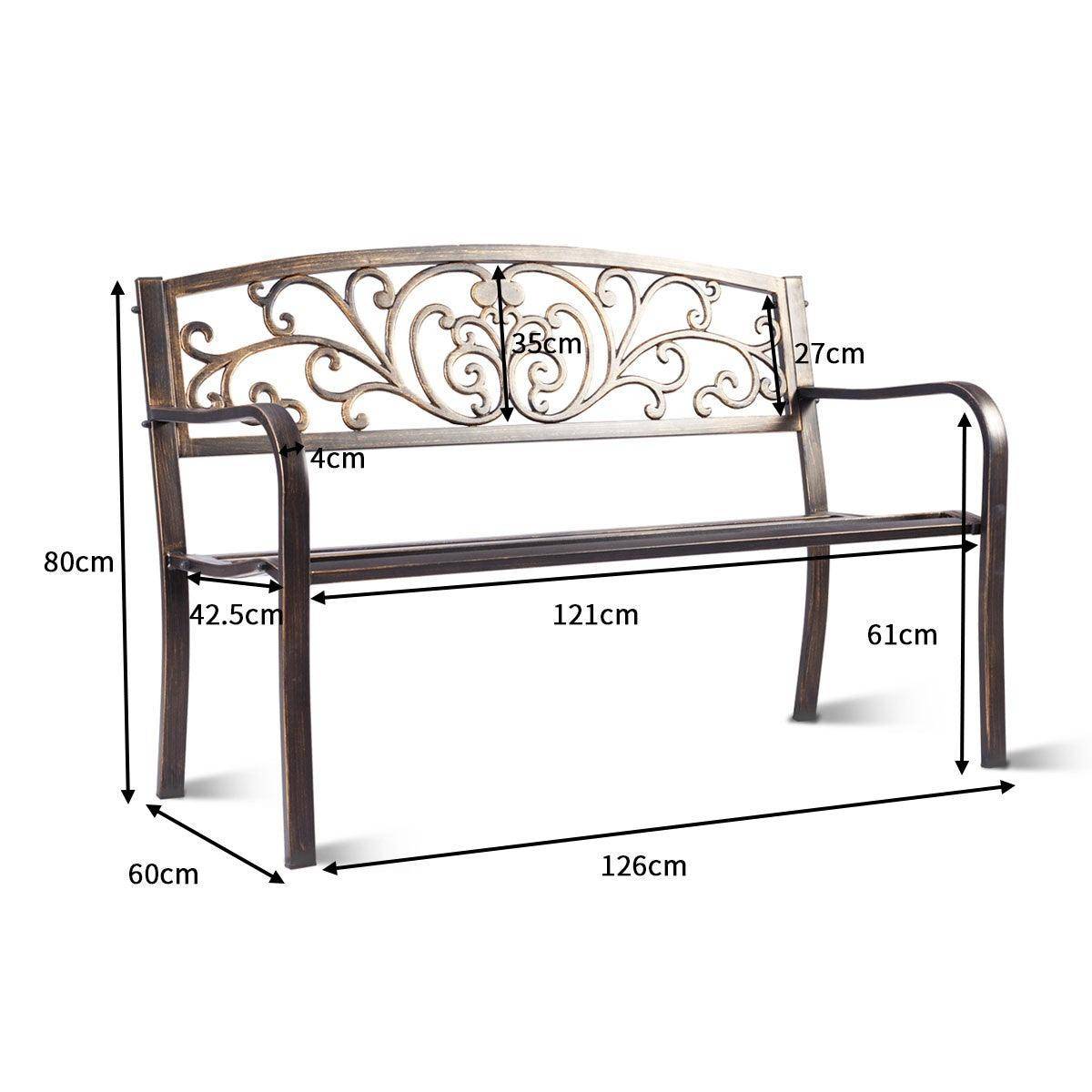 Helloshop26 - Banc de jardin noir magnifique 127 x 60 x 85 cm charge max 180 kg en métal - Imagen 5