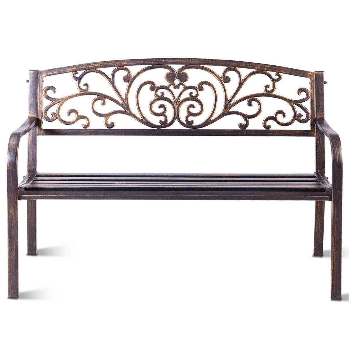 Helloshop26 - Banc de jardin noir magnifique 127 x 60 x 85 cm charge max 180 kg en métal - Imagen 1