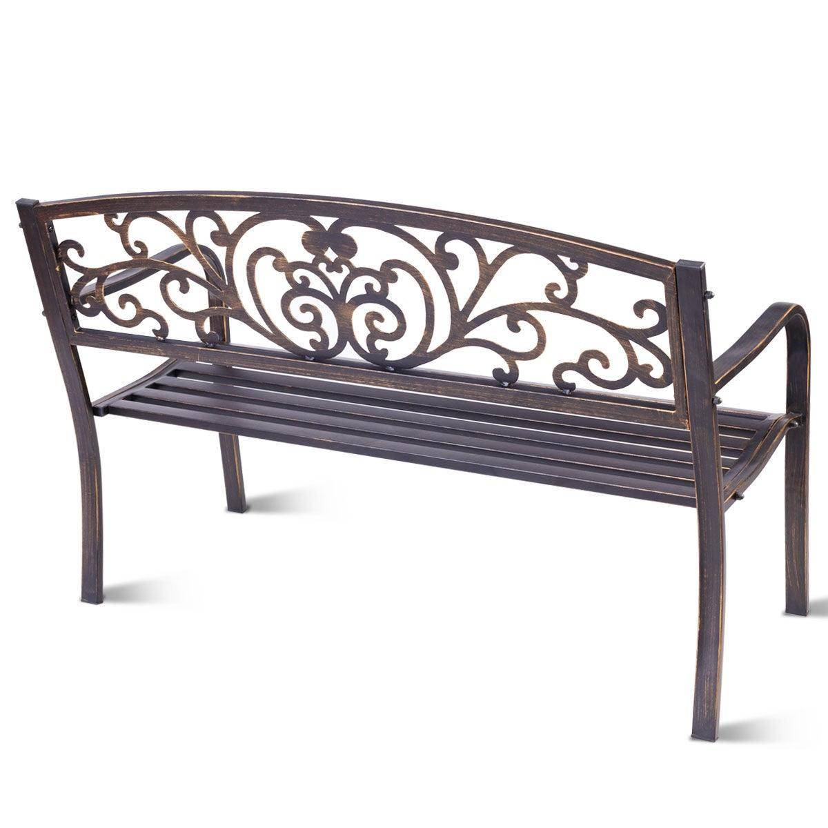 Helloshop26 - Banc de jardin noir magnifique 127 x 60 x 85 cm charge max 180 kg en métal - Imagen 3