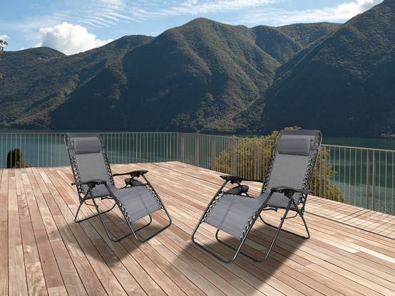 Habitat Et Jardin - Lot De 2 Fauteuils De Jardin Inclinable Zéro Gravité "sintra" - Gris -habitat Et Jardin - Image 2
