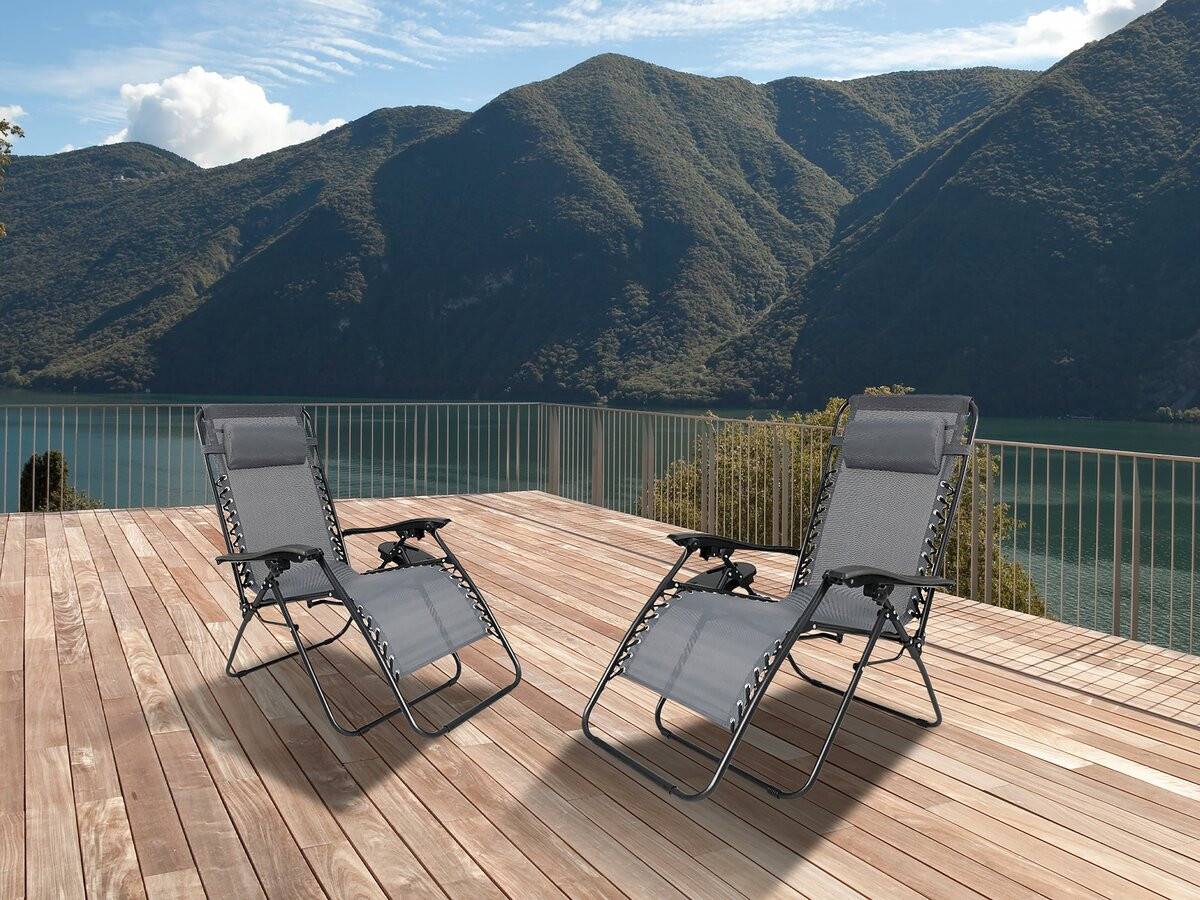 Habitat Et Jardin - Lot De 2 Fauteuils De Jardin Inclinable Zéro Gravité "sintra" - Gris -habitat Et Jardin - Image 2