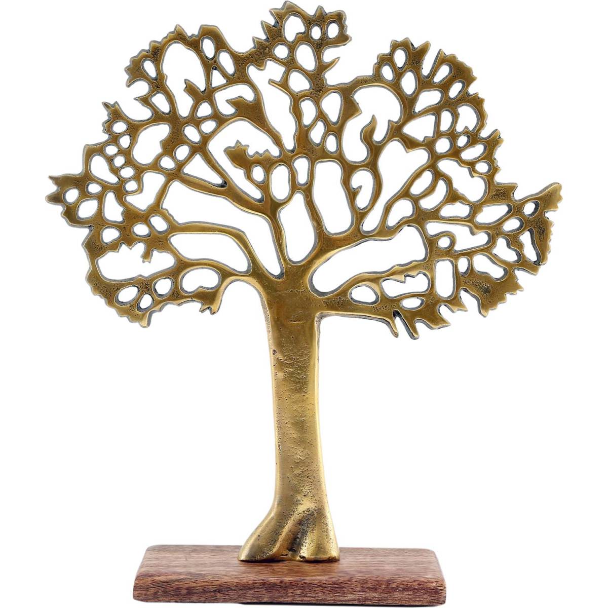 Sil - Arbre décoratif en aluminium doré et bois de manguier Arbre de vie Taille 2 - Imagen 1