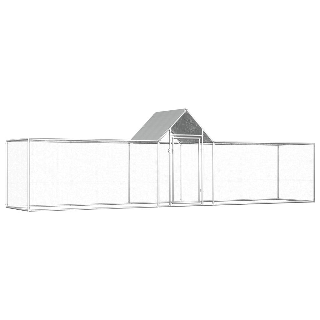 Poulailler enclos 5x1x1,5m acier galvanisé avec toit de protection Argenté – ComfortXL Outdoor Living - Image 1