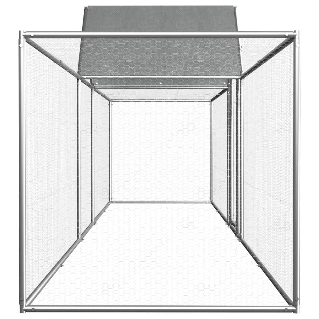 Poulailler enclos 5x1x1,5m acier galvanisé avec toit de protection Argenté – ComfortXL Outdoor Living - Image 3