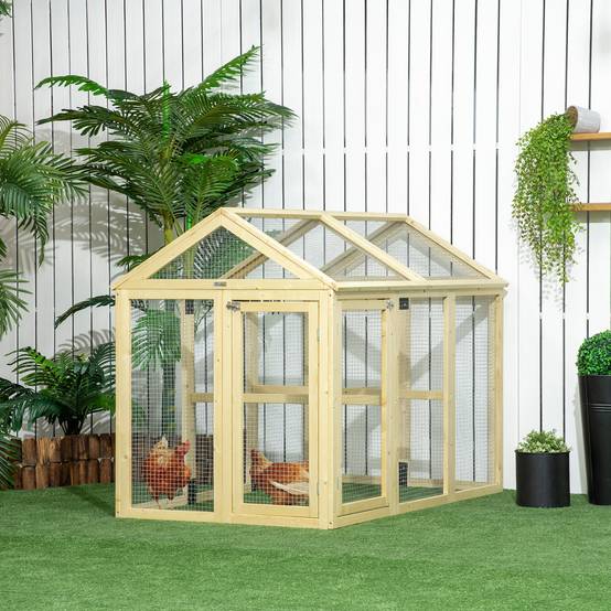 Sans Marque - Enclos poulailler en bois cage à poules parc grillagé 140 x 88,5 x 106 cm naturel - Image 3
