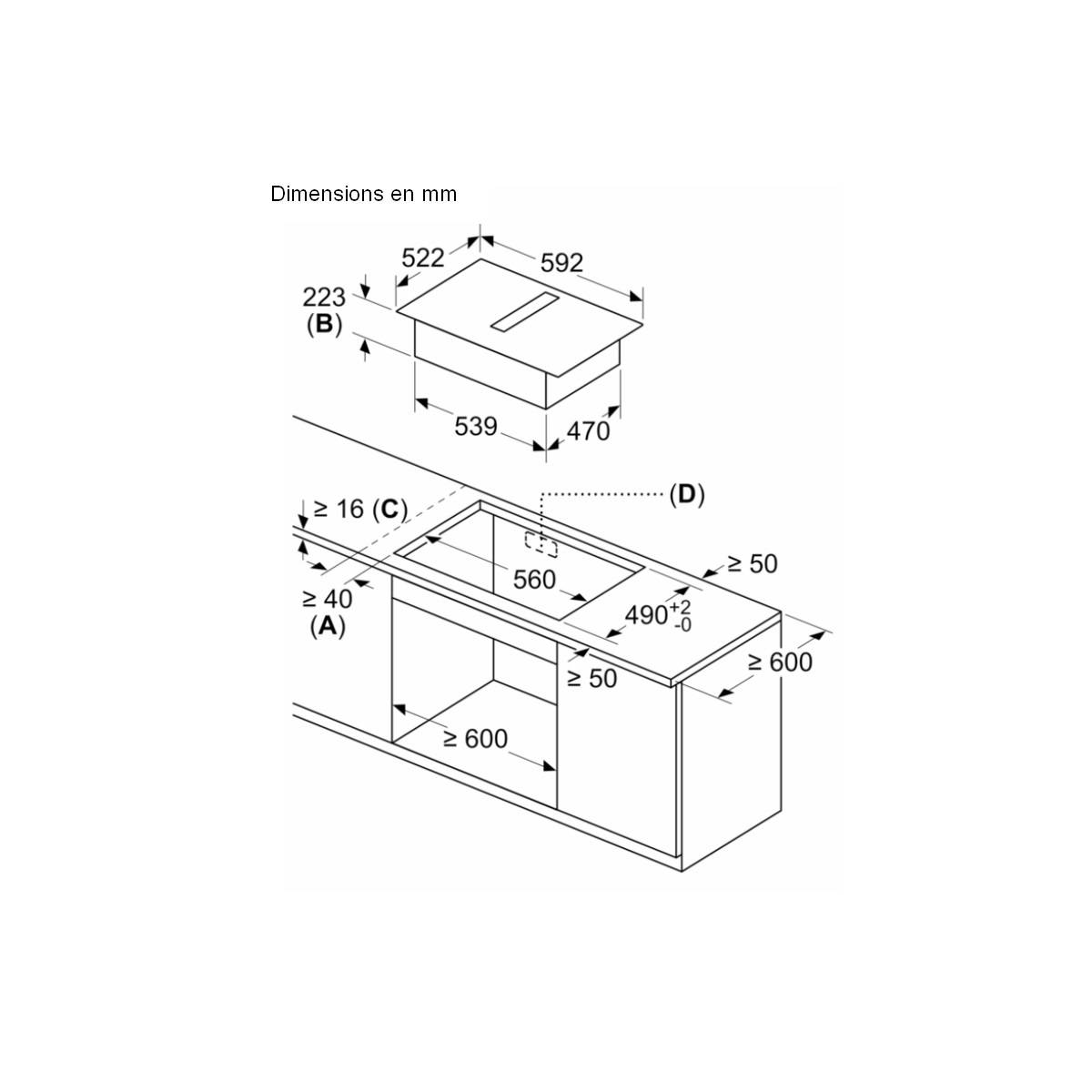 Bosch - Table de cuisson aspirante induction 60cm 4 foyers 7400w noir PVS611B16E Bosch - Image 3