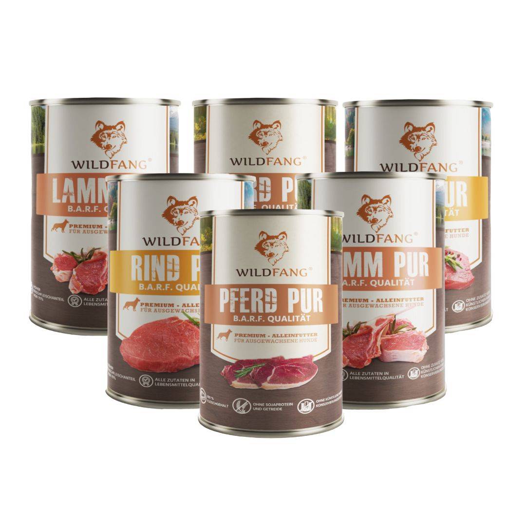 Wildfang - Wildfang - Mélange alimentaire humide 6 x 400g - Qualité du barf -  Bœuf, agneau et cheval - Image 1