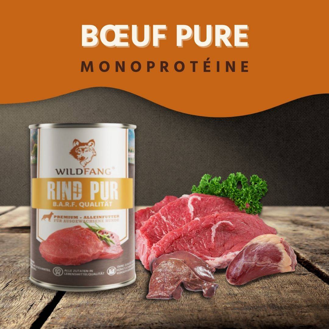 Wildfang - Wildfang - Mélange alimentaire humide 6 x 400g - Qualité du barf -  Bœuf, agneau et cheval - Image 2